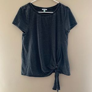 Dark gray tie-waist t-shirt